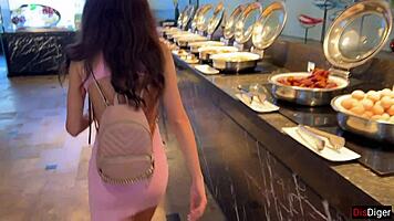 yo, hot brunette banged hard after hotel restaurant fight! 😜