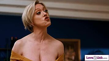 big tits cougar stepmom tongues her teen 18+ stepdaughters pussy