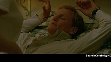 alexandra daddario strips naked on the sofa, gets handcuffed in bondage scene.