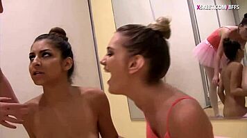 Pretty Ballerinas Finger Pussy Intensely In Studio