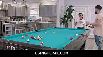 Usingher4k- teen free used on a pool table- freya von doom