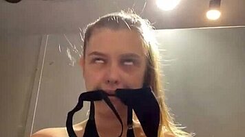 Big dildo stretches tight ass during wild face-sitting session in public daring play