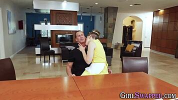 Blonde teen gives stepdad an amazing blowjob in the snow