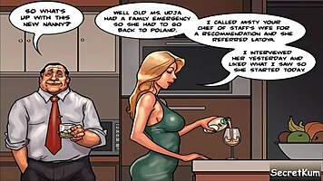 cheating husband brutally fucks his sexy ebony maid's pussy and ass in the kitchen