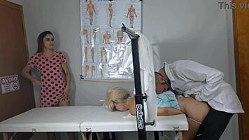 Two naughty girls let gynecologist play with them