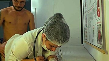 patient gets hard during nurse visit, leading to tight blowjob and muff diving