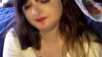 teen with lipstick performs blowjob and handjob then gets rough cumshot in pov view