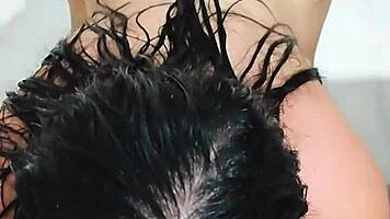 Hey, this couple helps the maid's daughter with some morning fun in public