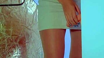 college desi in sexy dress plays with dildo