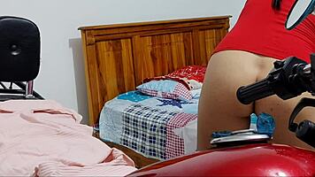 stepmother playing with her pussy with a toy that licks her clitoris