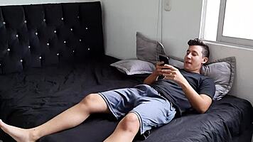 My stepsister finds me masturbating in homemade scene