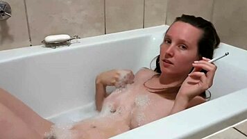 Sexy Girl Next Door Enjoys Bath Smoking Session