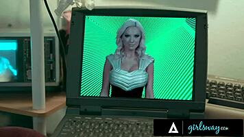 Futuristic MILF dominates vintage nerdy girls in rough threesome scissoring