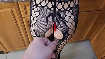 yo, check this horny blonde deepthroating a big dick in the kitchen