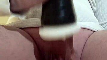 Tall guy fucks fleshlight with close-up cumshot.