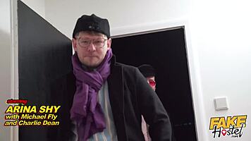 fake hostel babe tries two big cocks in wild mmf