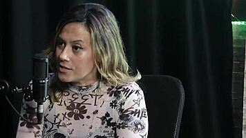 Beautiful Tattooed Redhead Milf Angelica Morango Explores Body In Sheer Red During Interview