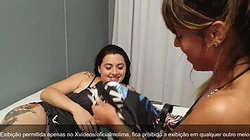 Monica Lima and Lola Melo engage in delicious lesbian play with dildos