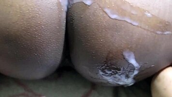 ebony teen 18+ soaked in loads of cum after hardcore 😩