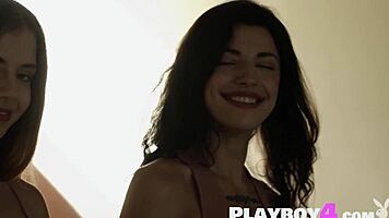 I-I can't believe these perfect lesbian teens oksana oksi and kay j are posing so sexily together