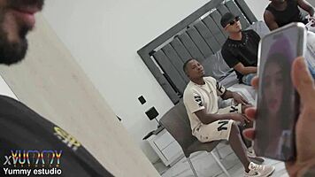 Madison stil cheats on her husband with some friends then gets caught so he joins the gang bang on an intense dp fuck to cum on her face