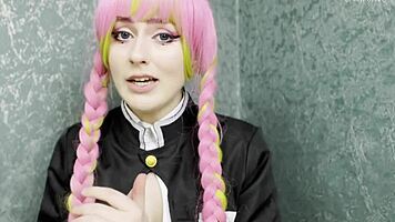 Kanroji Mitsuri uses her big breasts to pleasure you. She makes you cum hard!