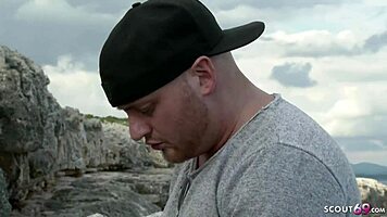 German young couple fucks outdoor on mallorca vacation with blowjob and cumshot