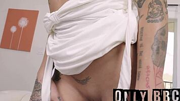 Petite Blonde Babe Rides Huge Monster Black Cock Intensely