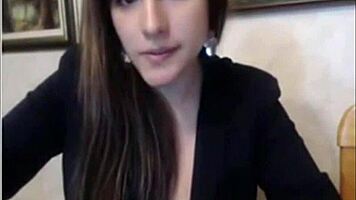 beautiful girl rips clothes naked and masturbates with dildo on webcam