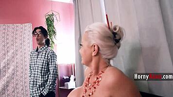 busty step nana shocks grandson with bold moves at her age