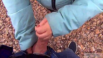 Hot Married Wife in Pantyhose Enjoys Outdoor Sex with Cum Finish - XsanyAny