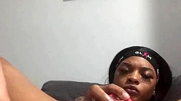 kashofficials upclose hairy pussy play with dildo and vibrator fingering wet tight ebony ass