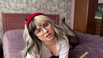 naughty college girl teases in lingerie with a cute fetish twist