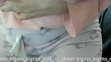 Pajama Milf Fingers Huge Pussy With Dildo In Leggings.