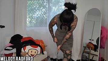 Beautiful mature woman tries on sheer shein outfits