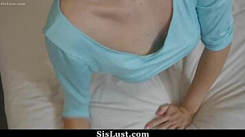 Horny stepsister got caught watching porn on her bros computer