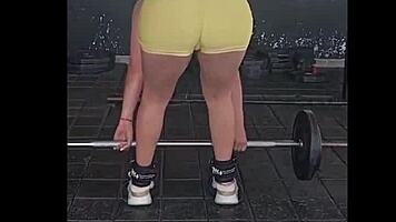 Nicole medallo sweats in the gym to get a hot body and please guys with anal and cum.