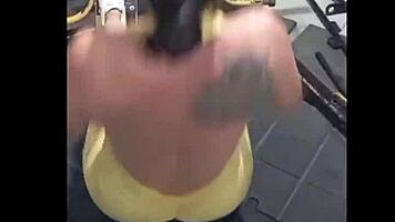 Nicole medallo sweats in the gym to get a hot body and please guys with anal and cum.