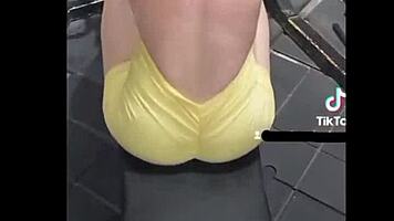 Nicole medallo sweats in the gym to get a hot body and please guys with anal and cum.