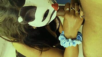 university girl gives blowjob to big cock at friend's house