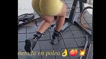 Nicole medallo sweats in the gym to get a hot body and please guys with anal and cum.