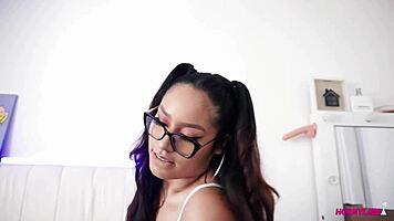 Linda says, 'I bought this huge toy online and I'm going to try it out while my parents are gone.' She masturbates until she squirts.