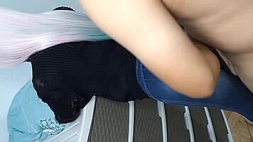 uhh my horny stepdaughtr shows me her big virgin ass in jeans lifts it to take my huge thick cock eager for anal sex over 18