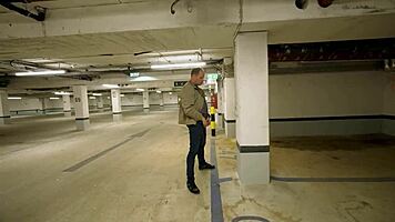 German Nymphomaniac Teen 18+ Get Risky Public Sex by Stranger at Parking House Staircase