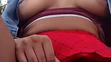 Latina Teen Flashing Skirt And Pussy In Outdoor Park With Armpit Fetish