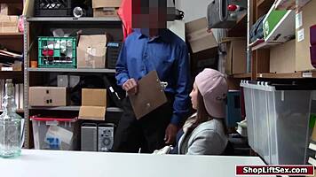 teen shoplifter fucked on officer's desk