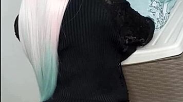 Hey, my virgin friend lets me borrow her huge tits for some bedroom fun over 18