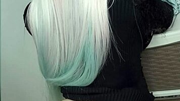 Hey, my virgin friend lets me borrow her huge tits for some bedroom fun over 18