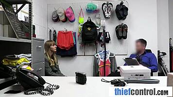 security guard punishes curvy thief with a deep search 😏