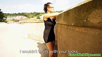 Real pulled babe flashing for the camera